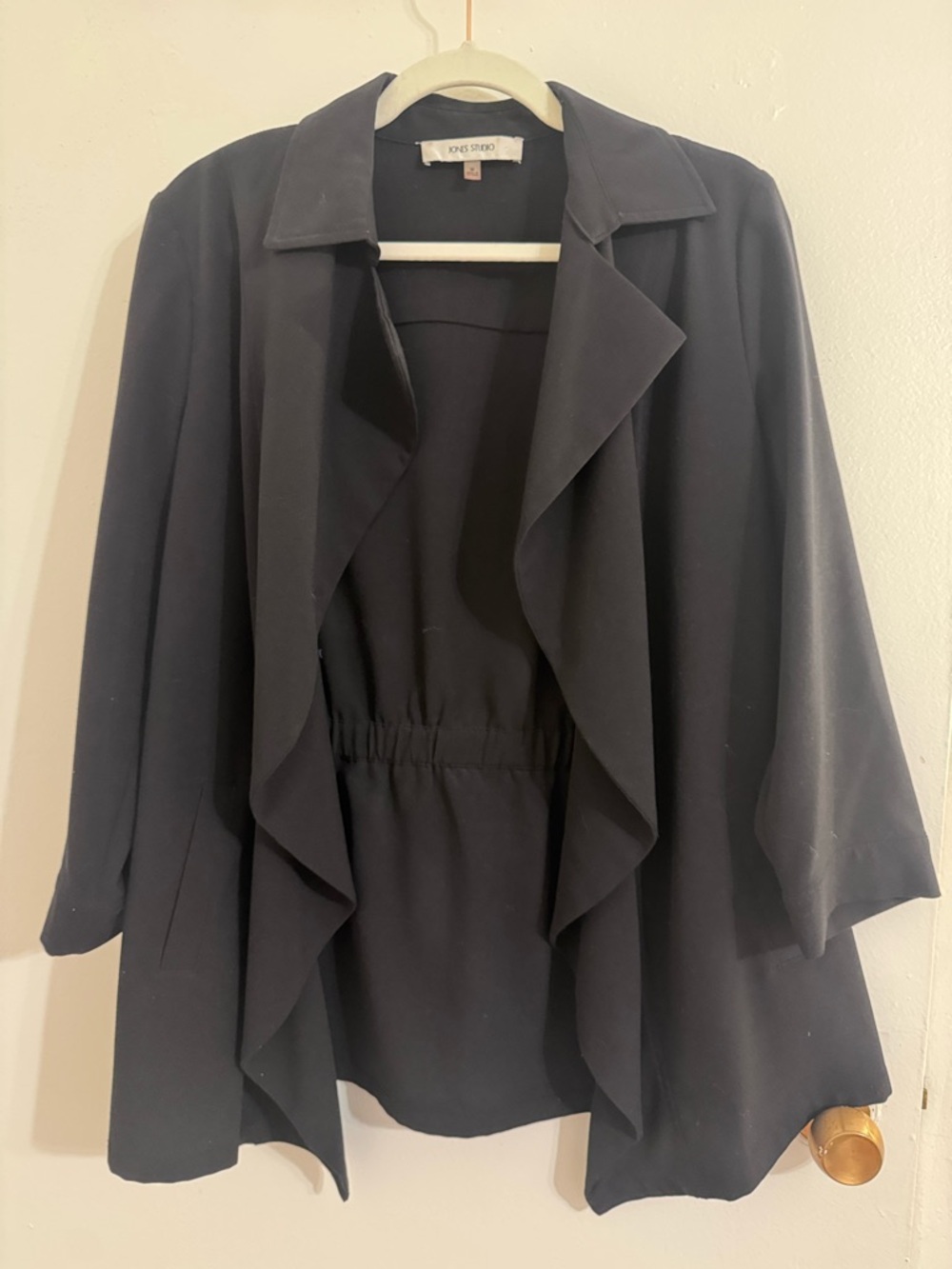 Jones Studio Black Draped Open-Front Blazer